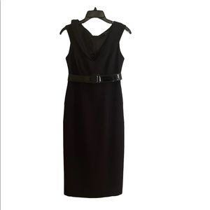 DAVID MEISTER Sleeveless Black Belted Dress